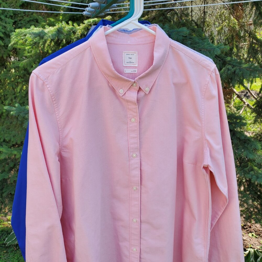 Gap The Fitted Boyfriend Orange Button Down Shirt… - image 6